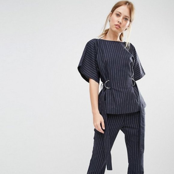 Finders Keepers Tops - Finders Keepers Belted Linen Blouse S